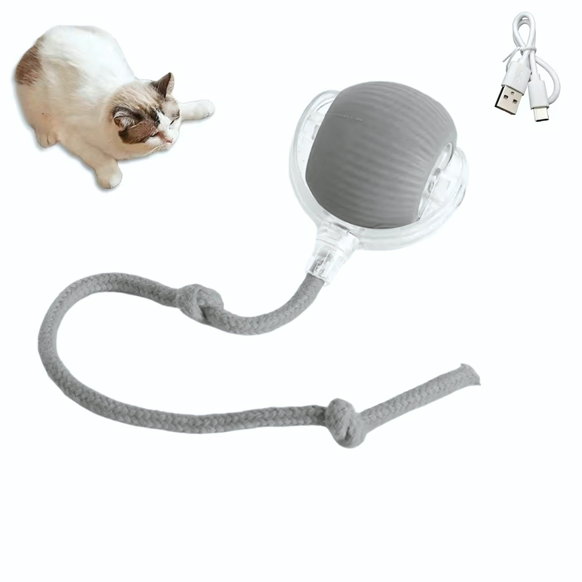 Interaktive, automatisch rollende Katzenmaus Plüsch Grau 🩶