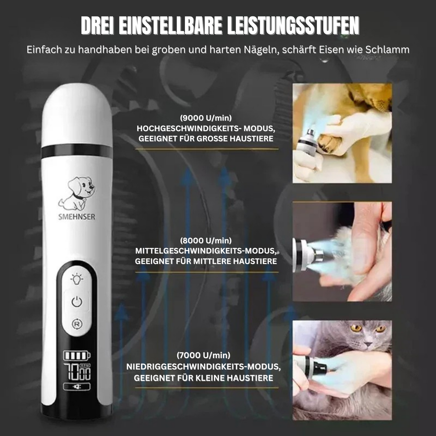 PfotenPerfekt LED-Krallenschleifer – Leise, sicher & effektiv!