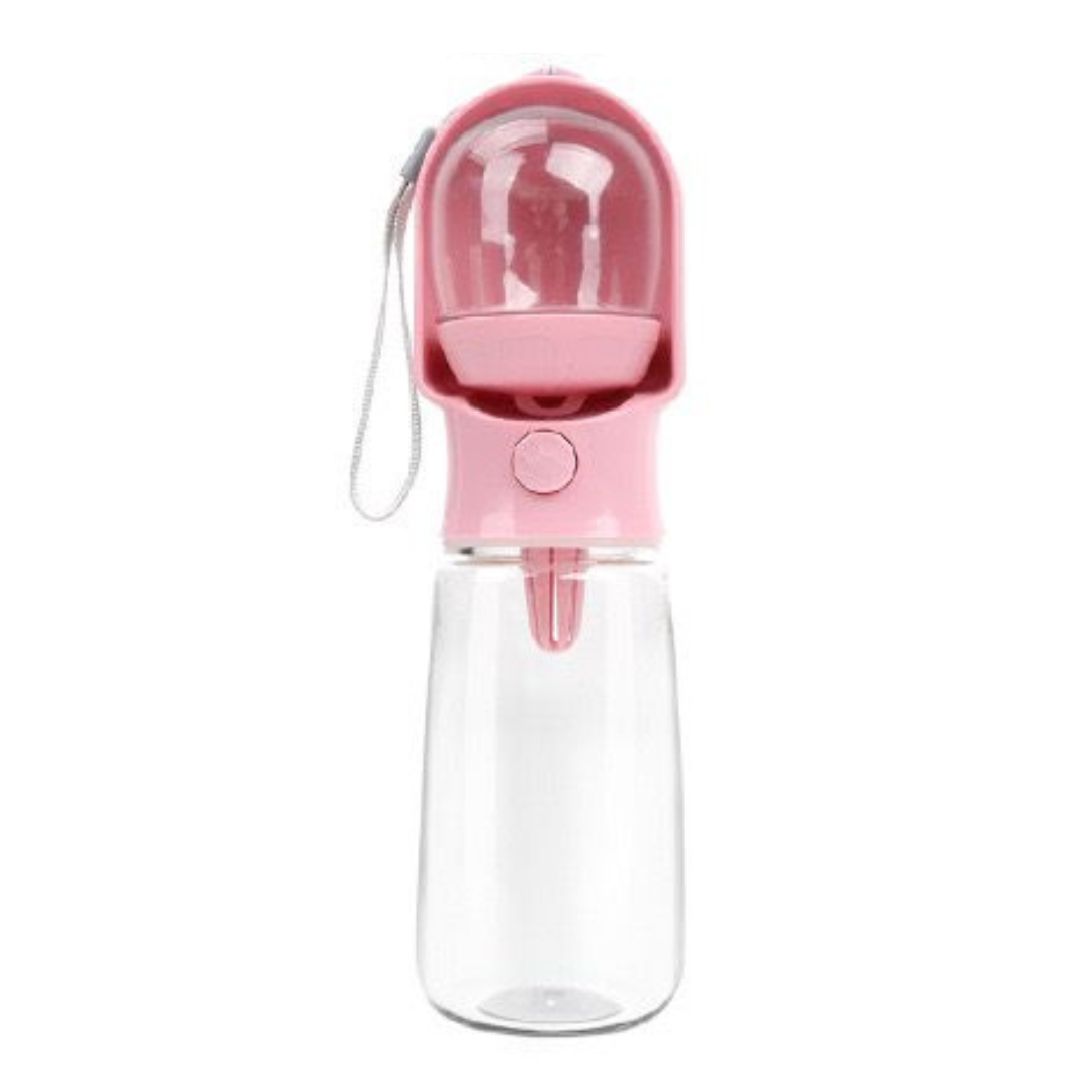 2-in-1 Trinkflasche mit Futterfach für Haustiere Rosa 550 ML