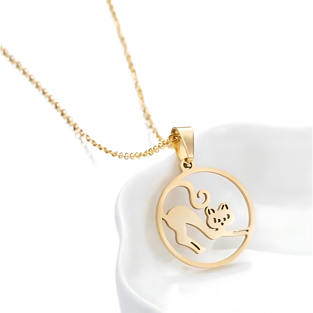 Halskette „Mondkatze“ aus Edelstahl