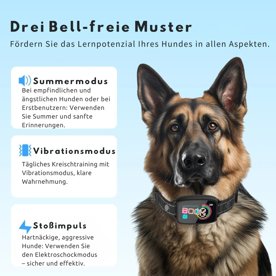 Anti-Bell Hundehalsband mit Display & 3 Modi – Für ruhige Nächte
