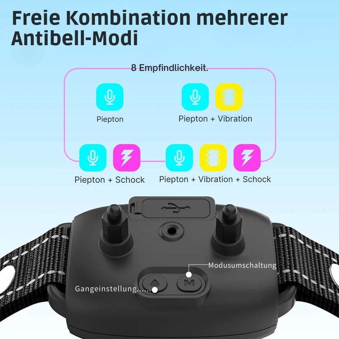 Anti-Bell Hundehalsband mit Display & 3 Modi – Für ruhige Nächte