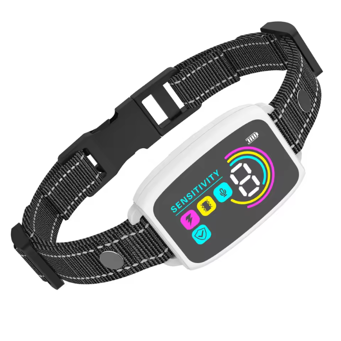 Hundetrainingshalsband mit Display, USB-C & 3 Trainingsmodi Weiß
