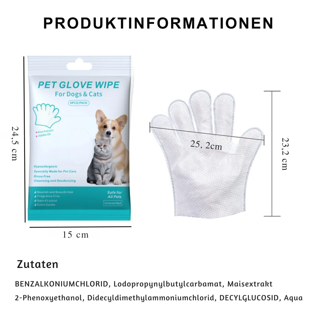Wasserfreie Reinigungshandschuhe für Haustiere