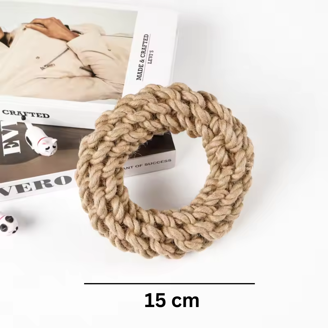 Robuster Hunde-Kau-Ring aus Baumwolle – langlebiges Seilspielzeug 🦴