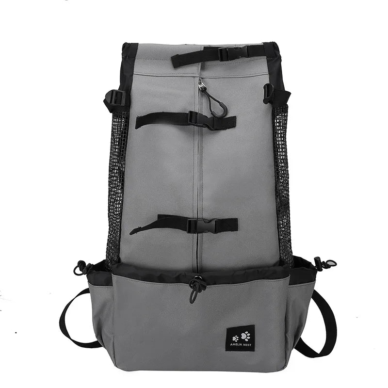 Atmungsaktiver Hunde-Rucksack für kleine & mittelgroße Hunde – sicher & bequem für Reisen, Outdoor & Spaziergänge Dunkelgrau