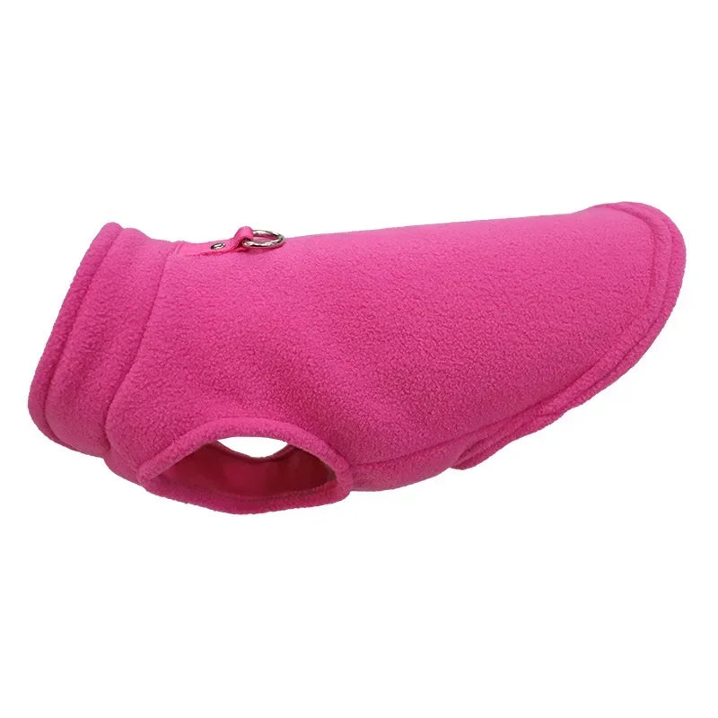Hunde-Winterjacke aus Fleece mit D-Ring Rosenrot