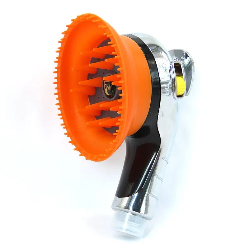 2-in-1 Massage- & Pflegedusche für Haustiere Edelstahl Orange