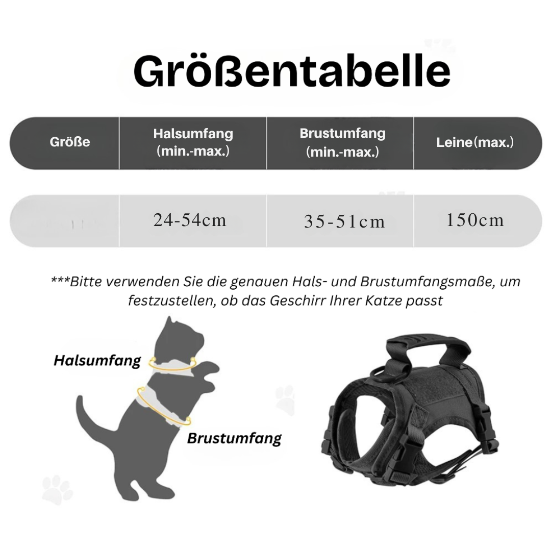 Taktisches Katzengeschirr zum Spazieren