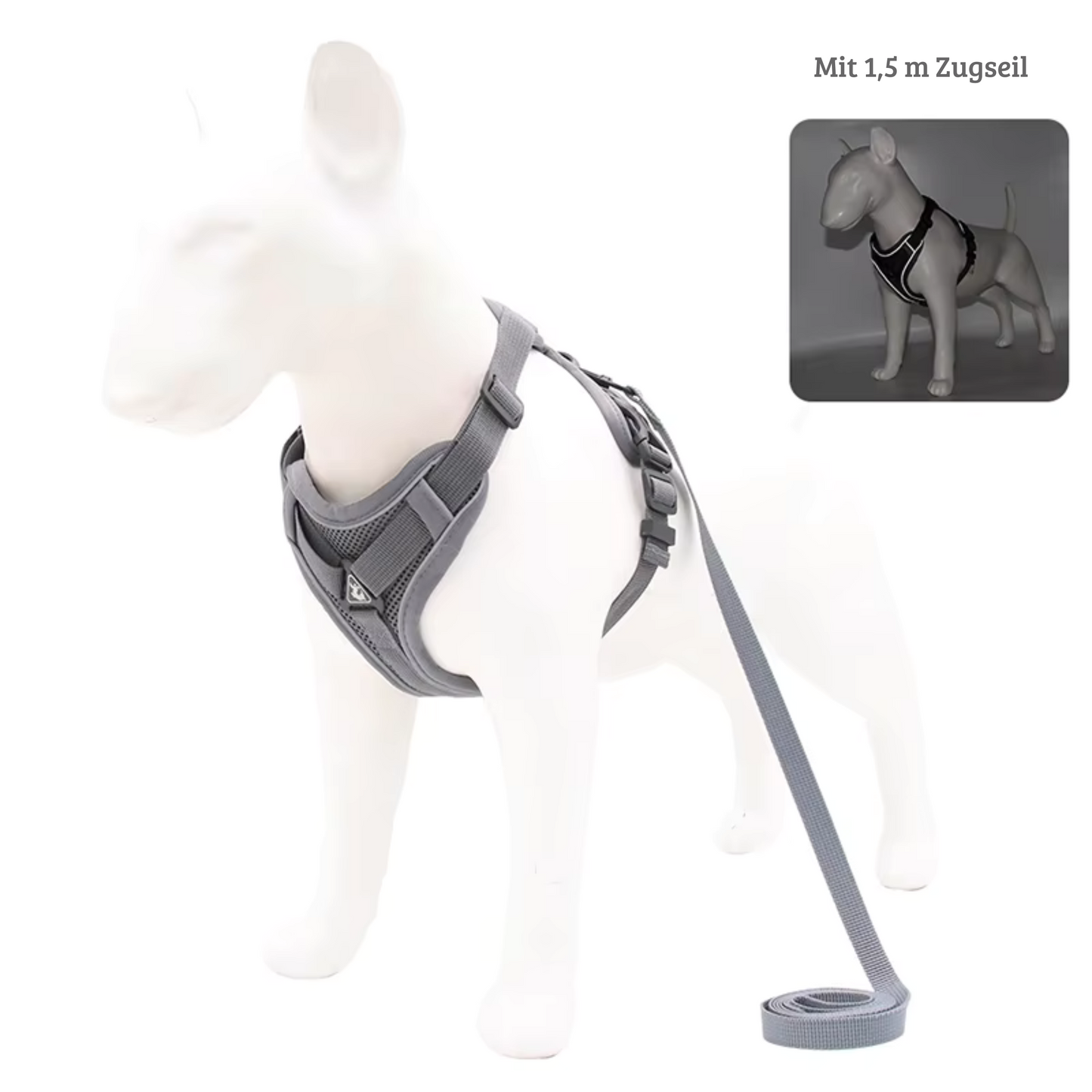 Zugfrei Hundegeschirr & Leinen-Set Grau 🩶