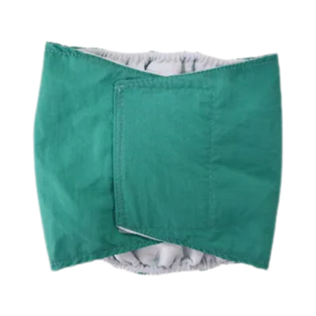 Waschbare Hundewindeln mit Klett & Schwanzöffnung Grün