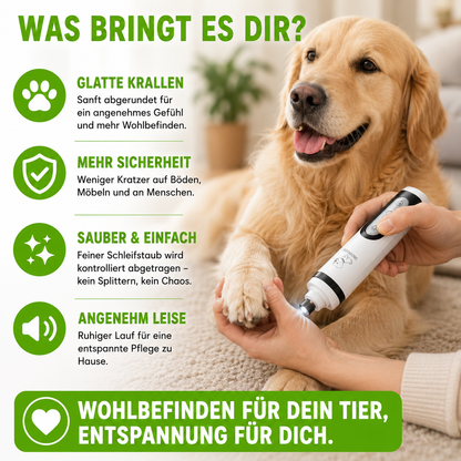 Leiser LED-Krallenschleifer für Hunde & Katzen mit LCD-Display & USB-Aufladung