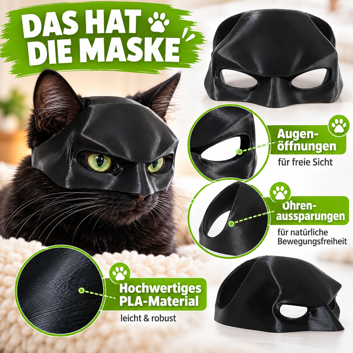 Fledermaus-Katzenmaske für Halloween