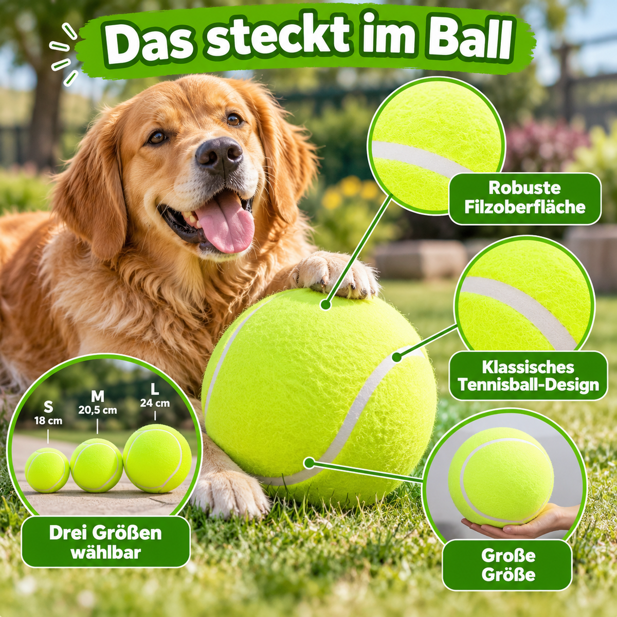 Extra großer Tennisball für Hunde