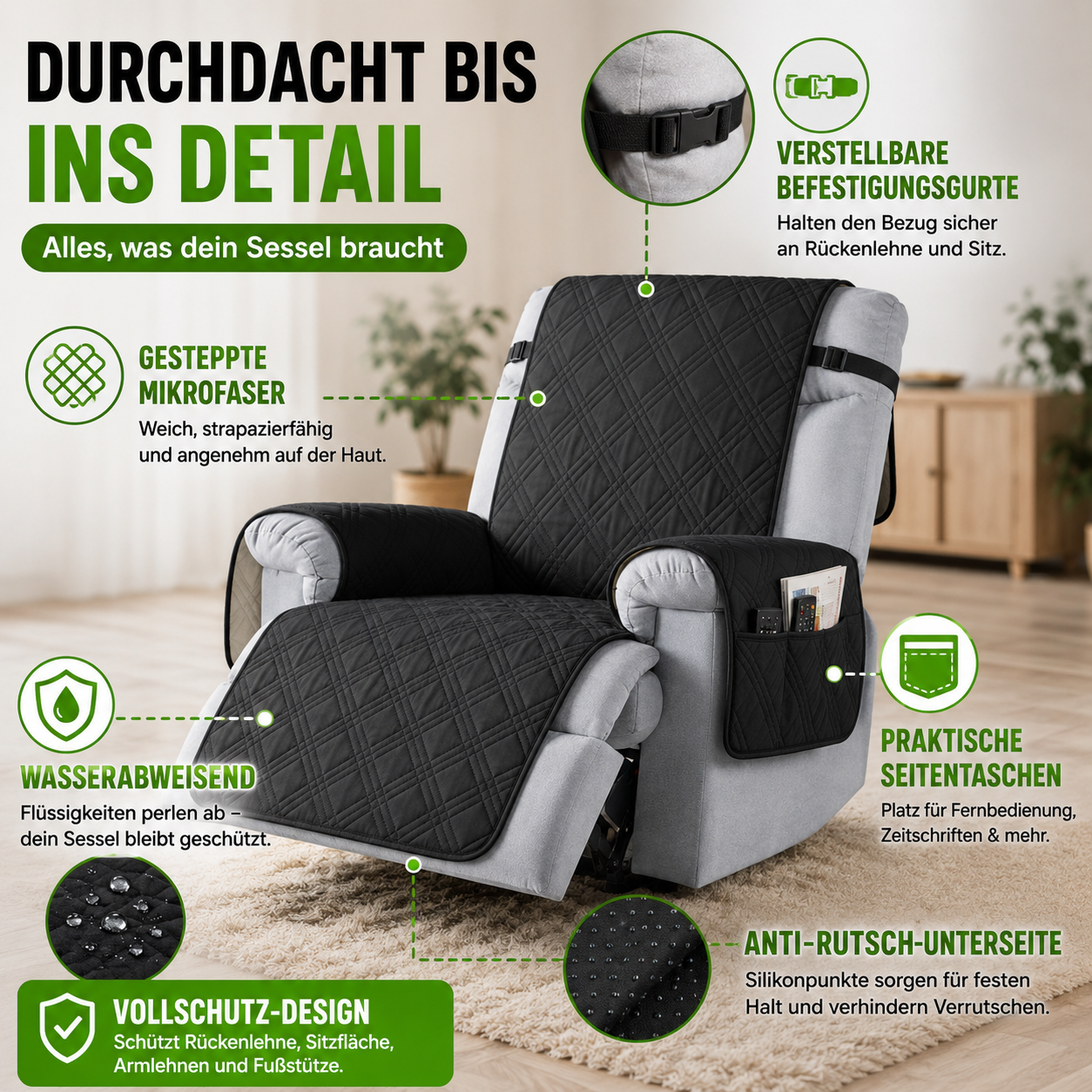 Wasserfester Sessel- & Recliner-Bezug