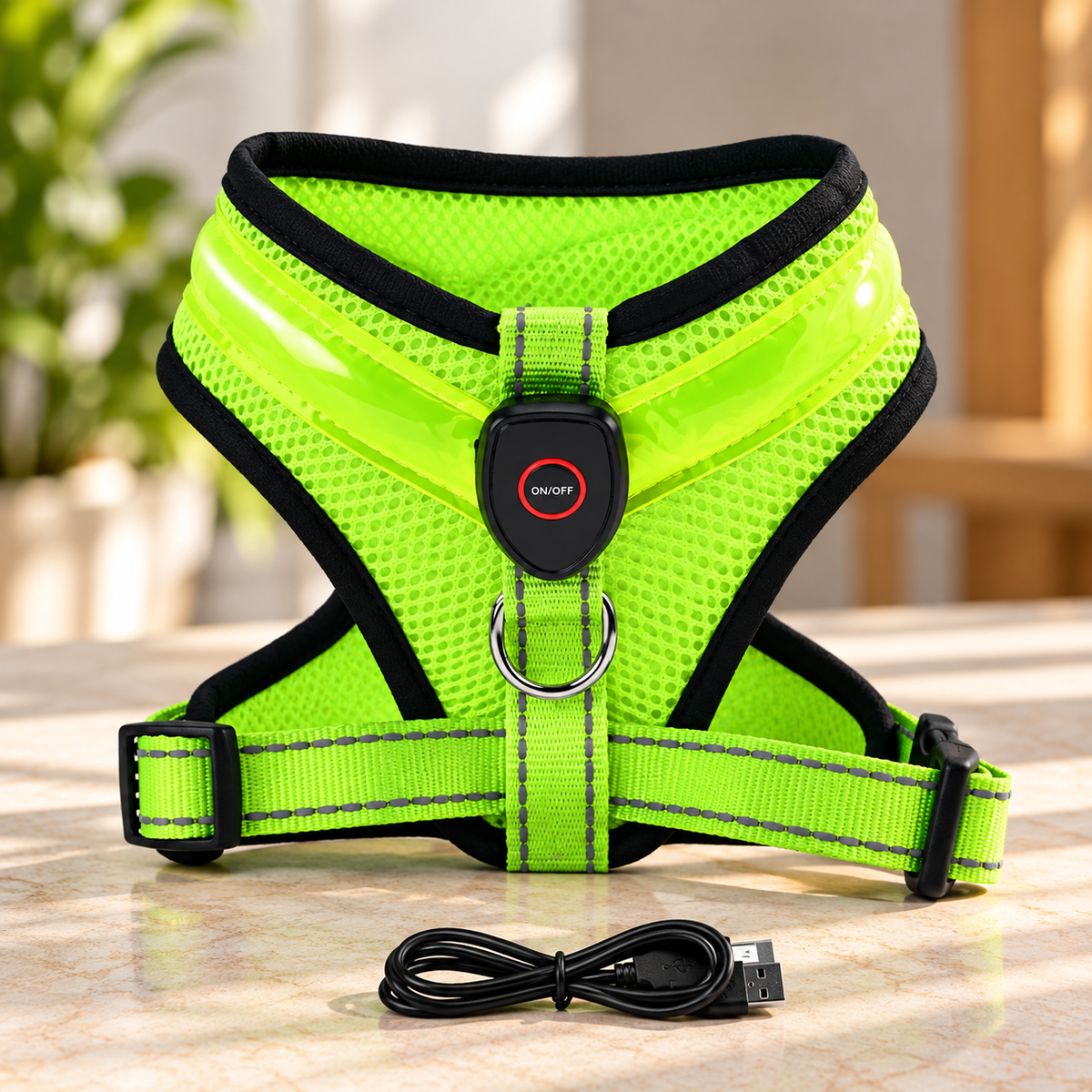LED-Hundegeschirr mit USB-Aufladung Grün