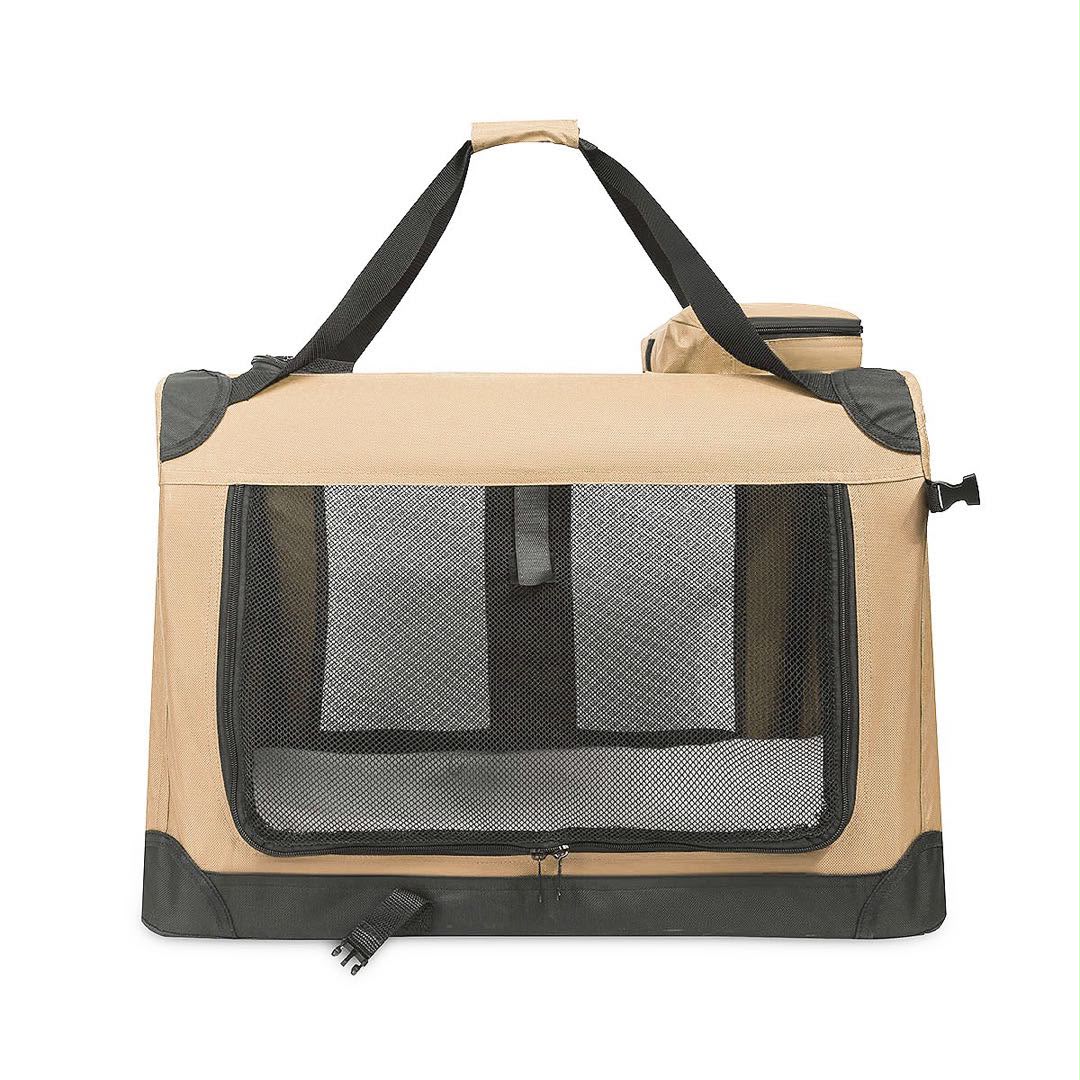 Faltbare Hundebox mit Netzfenstern & Tragetaschen Khaki