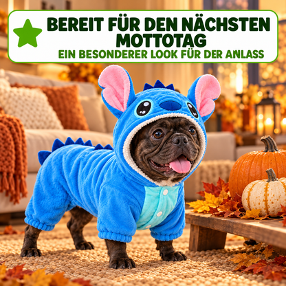 Stitch Hundekostüm mit Kapuze aus Fleece