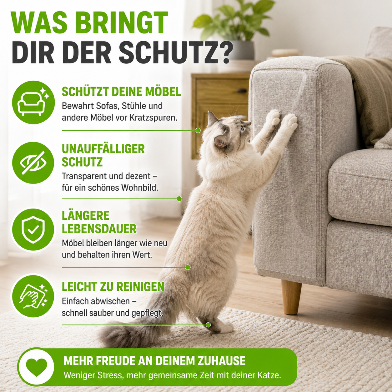 Transparenter Kratzschutz für Sofa & Möbel