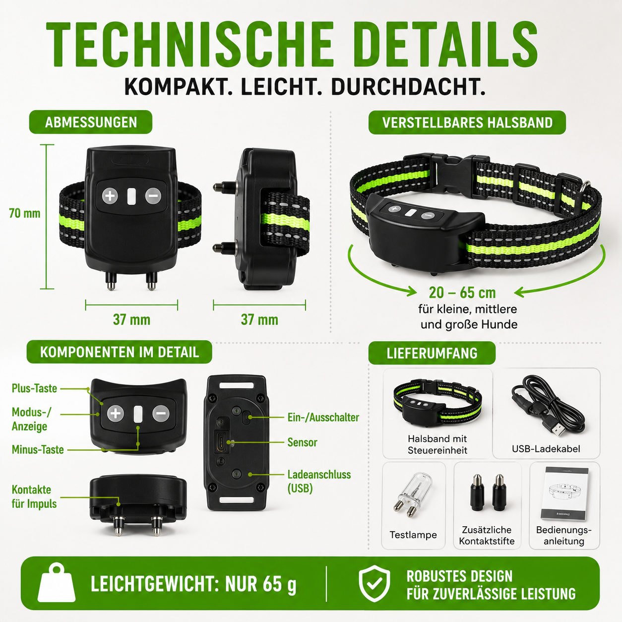 Automatisches Anti-Bell-Halsband mit Ton & Impuls