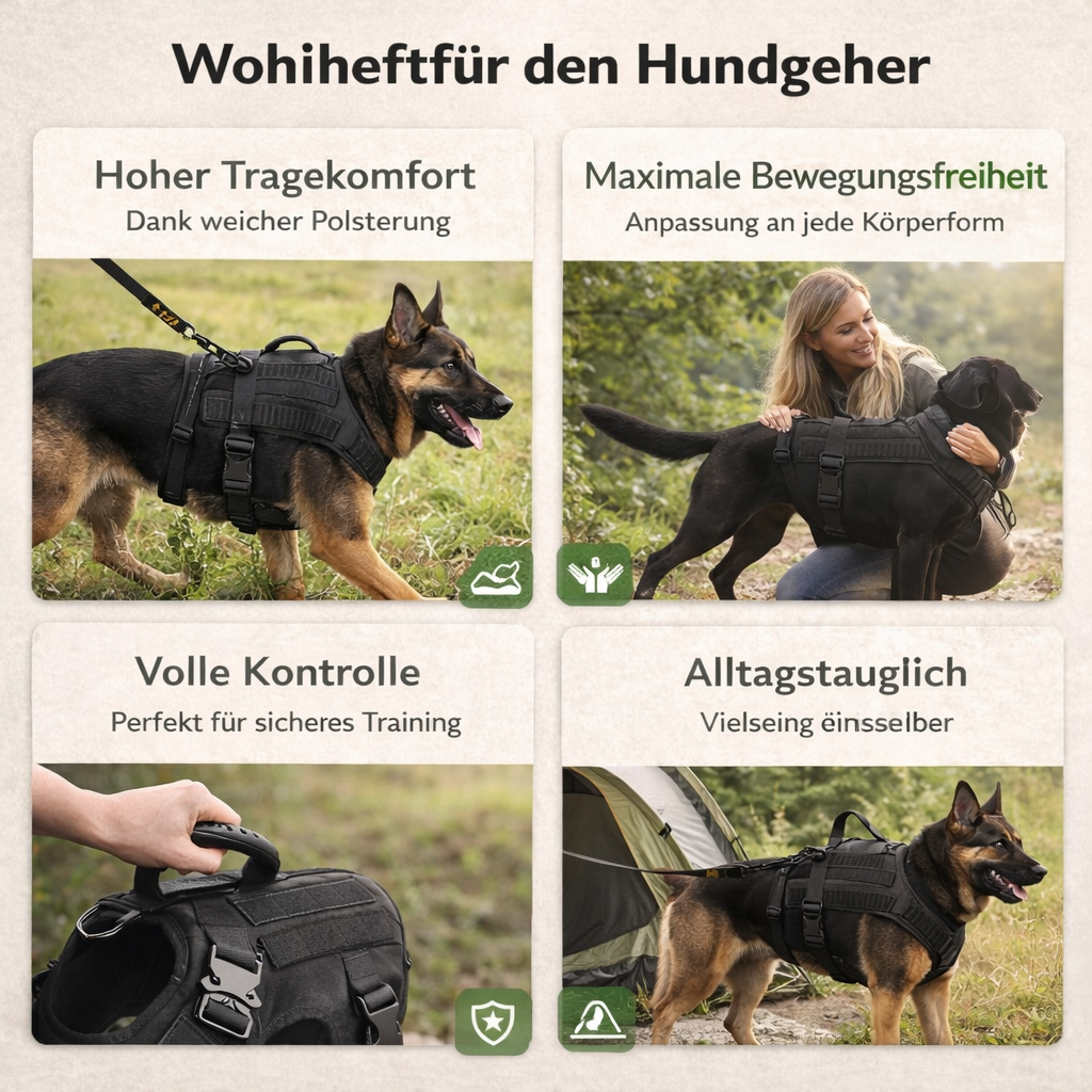 6 in 1 Komplettes Militär Hundegeschirr und Leinen-Set für Training und Spaziergänge