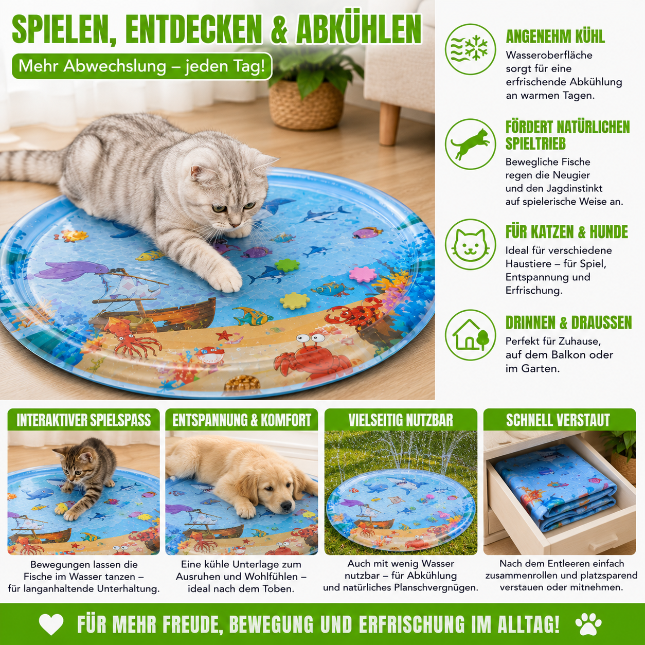 Erfrischende Wassermatte für Haustiere