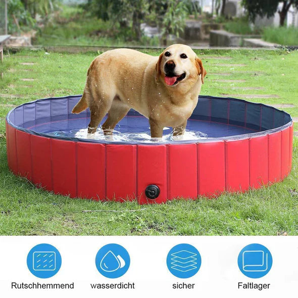 Faltbarer PVC Hundepool mit Abflussventil – Ideal für Sommer & Garten