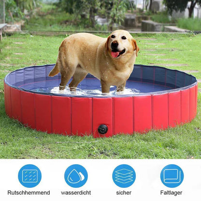 Faltbarer PVC Hundepool mit Abflussventil – Ideal für Sommer & Garten