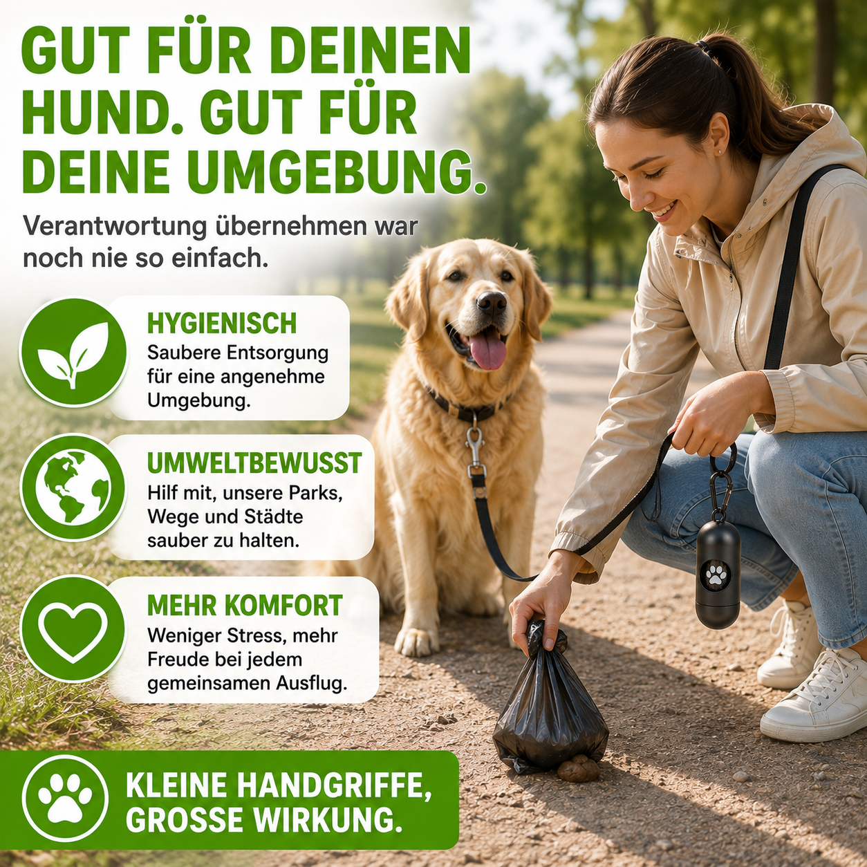 Reißfeste Hundekotbeutel mit Spender für jeden Spaziergang