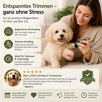 Leiser Tierhaarschneider für Hunde & Katzen mit Keramik-Klinge