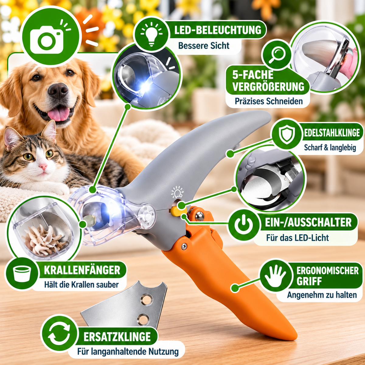 LED Krallenschere für Hunde & Katzen