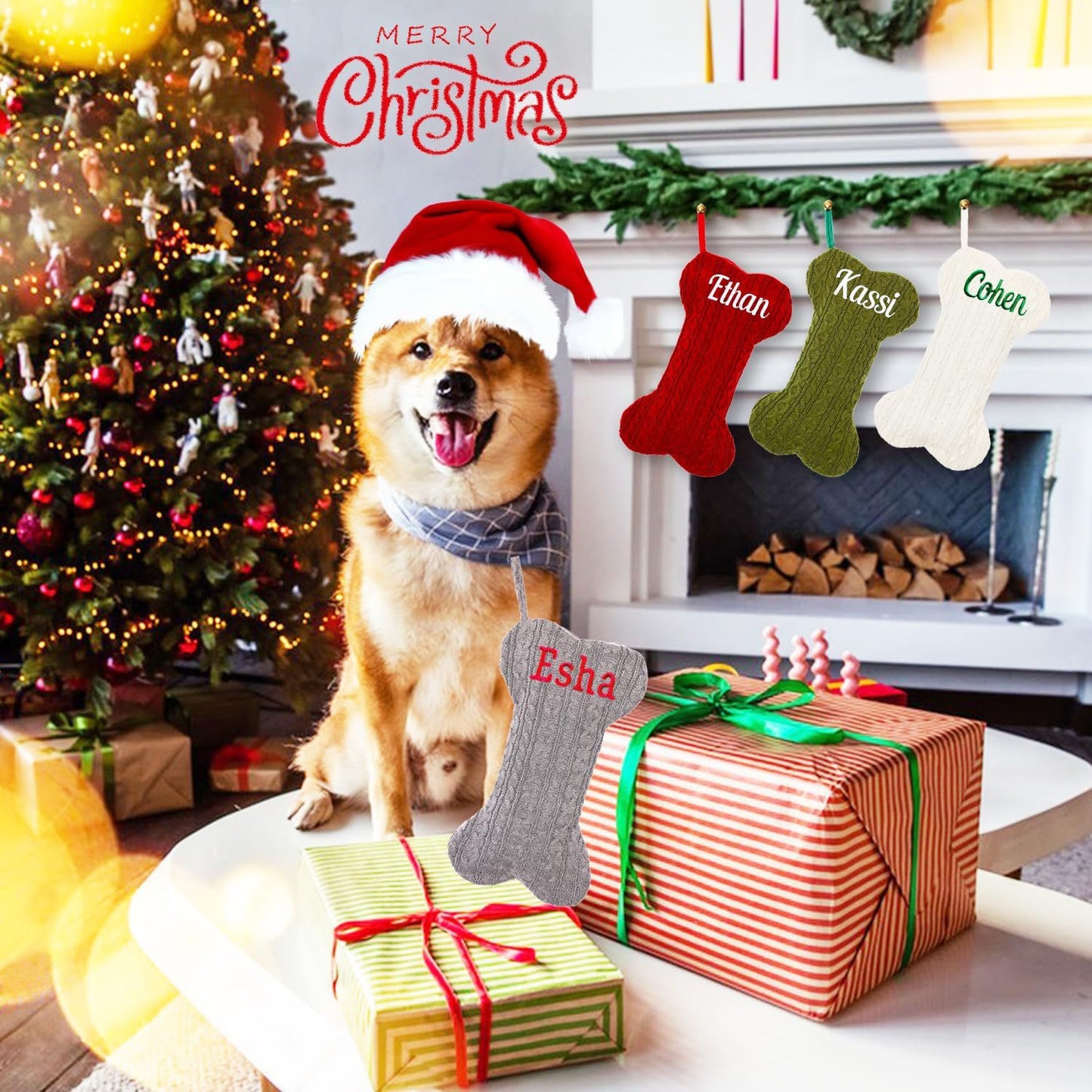 Personalisierter Hunde-Weihnachtsstrumpf mit Namen – festlich & hochwertig