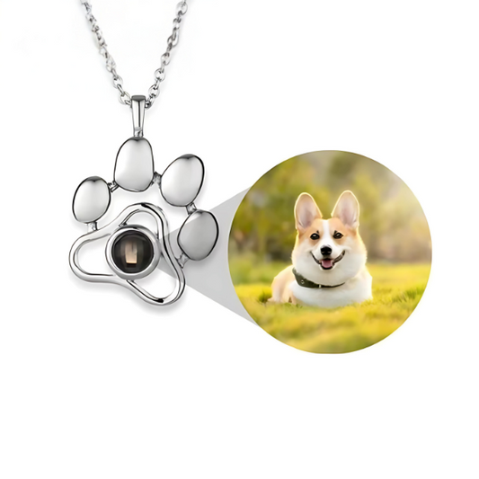 Personalisierte Halskette mit Foto Projektion Silber