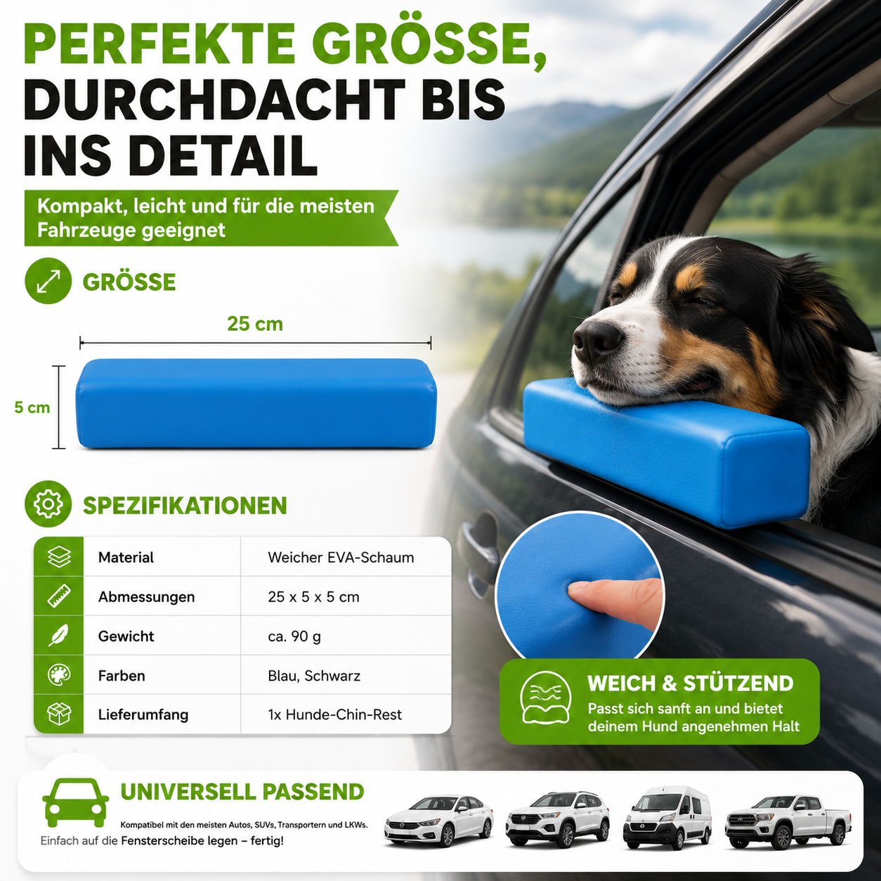 Auto Fensterpolster für Hunde – Weiche Kopfstütze