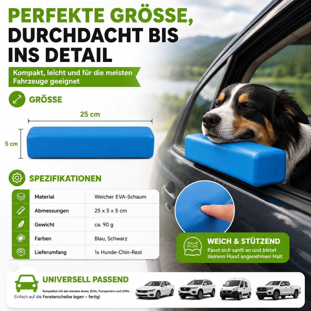 Auto Fensterpolster für Hunde – Weiche Kopfstütze