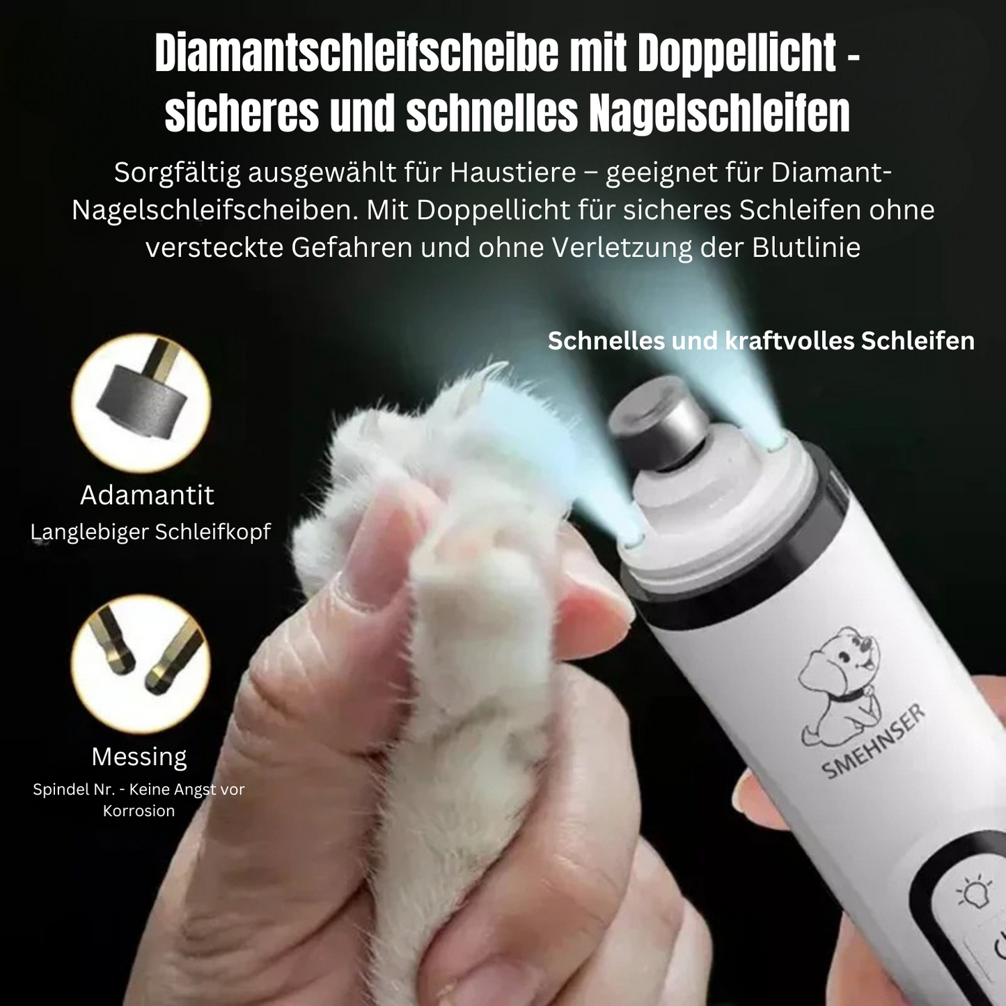 PfotenPerfekt LED-Krallenschleifer – Leise, sicher & effektiv!