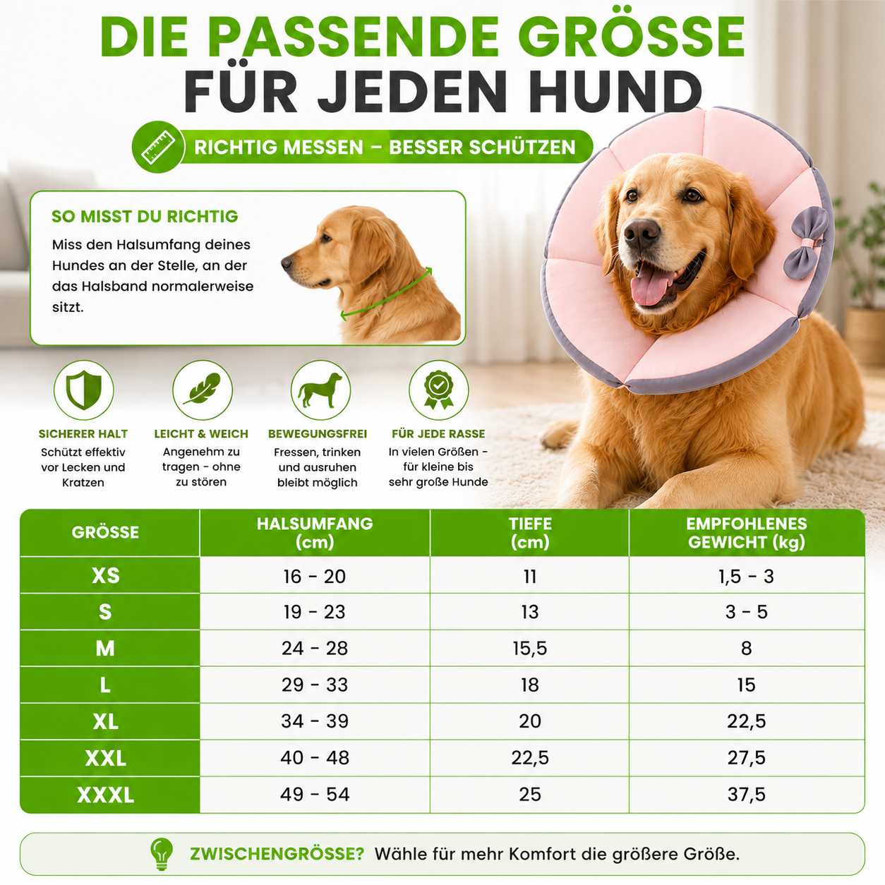 Weicher Schutzkragen für Hunde nach Operationen