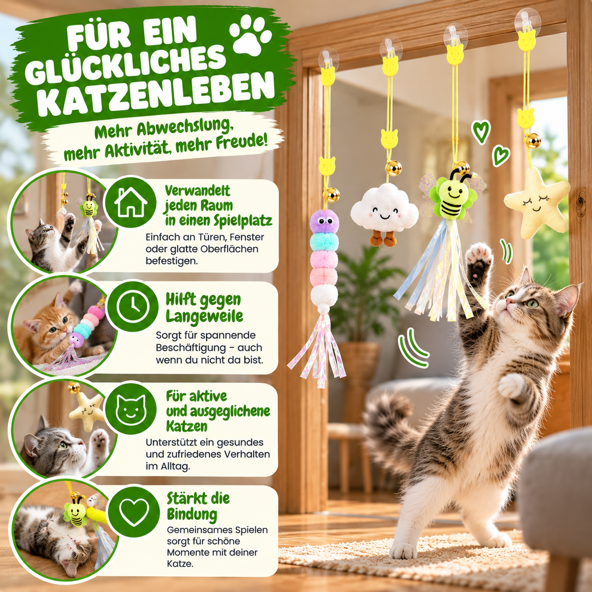Hängendes Katzenspielzeug mit elastischem Seil