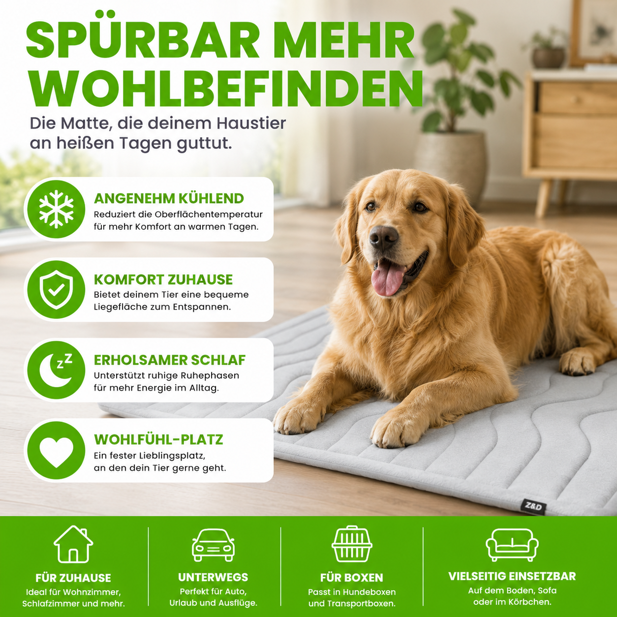 Kühlmatte für Hunde & Katzen mit Doppelfunktion