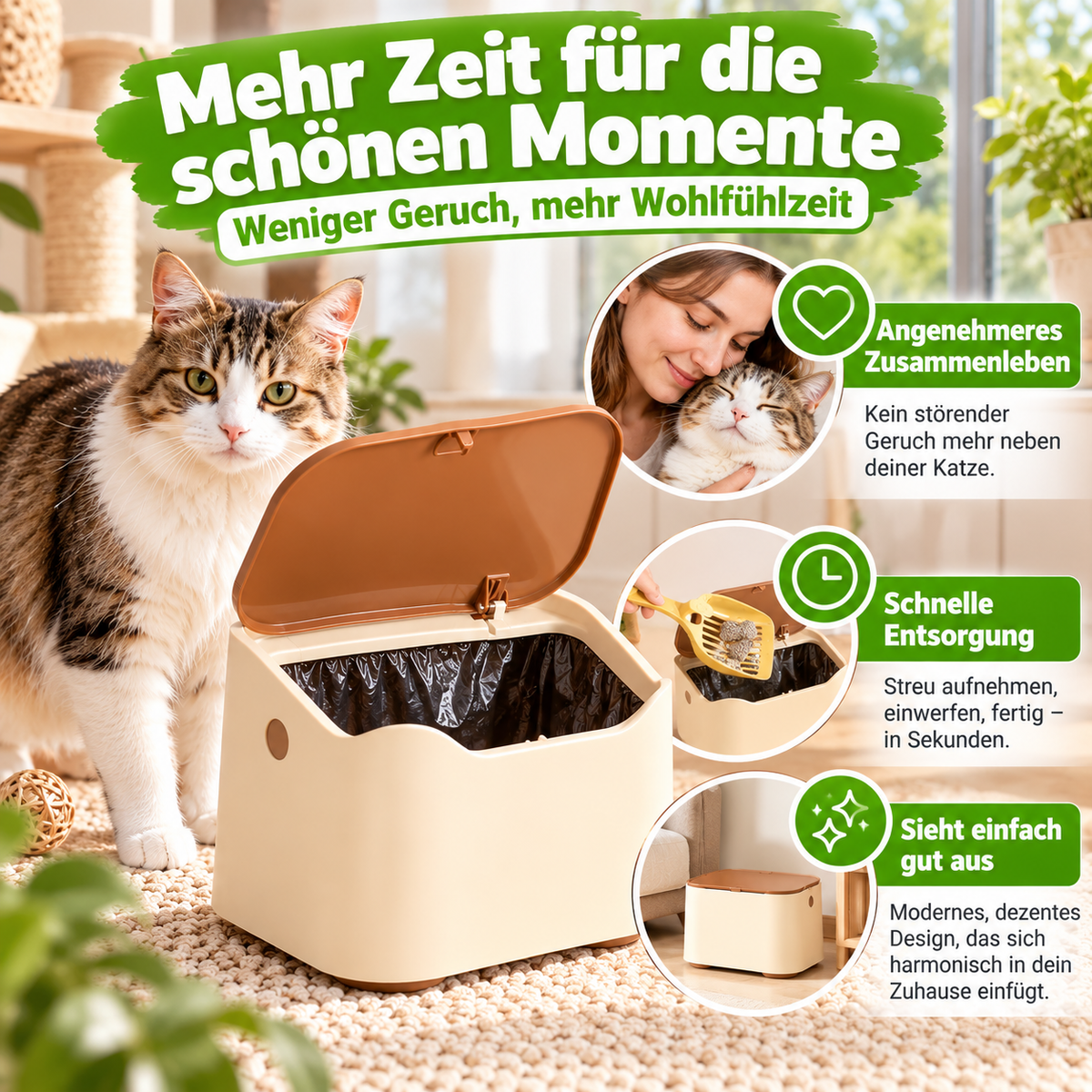 Katzenstreu-Mülleimer geruchsdicht & kompakt