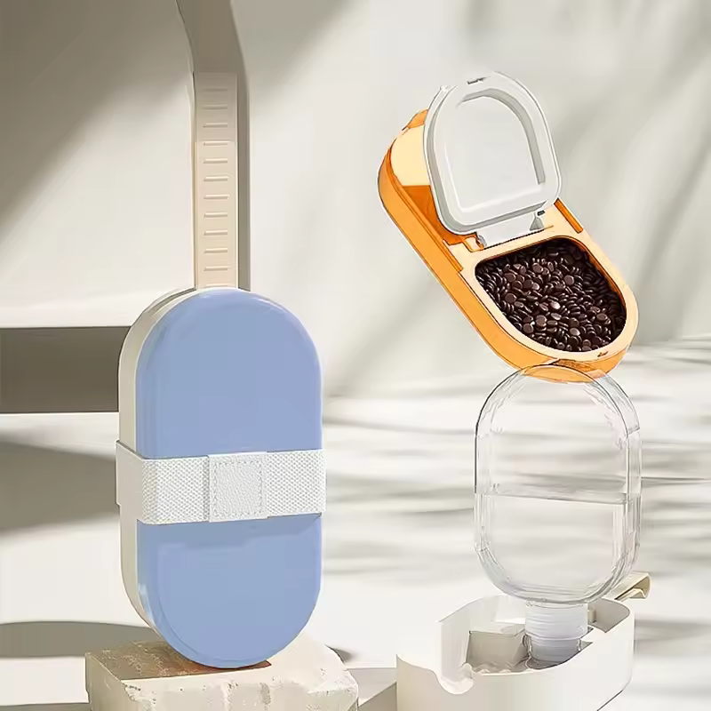 2-in-1-Trinkflasche mit Futterbehälter für Haustiere – tragbar und auslaufsicher