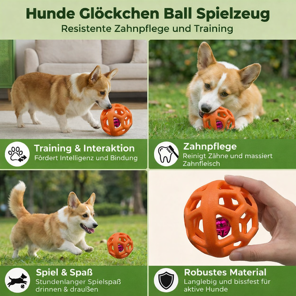 Kauball aus Naturgummi mit Glocke