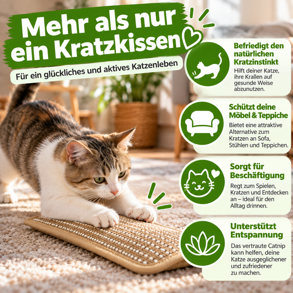 Kratzkissen für Katzen mit Catnip langlebig und robust