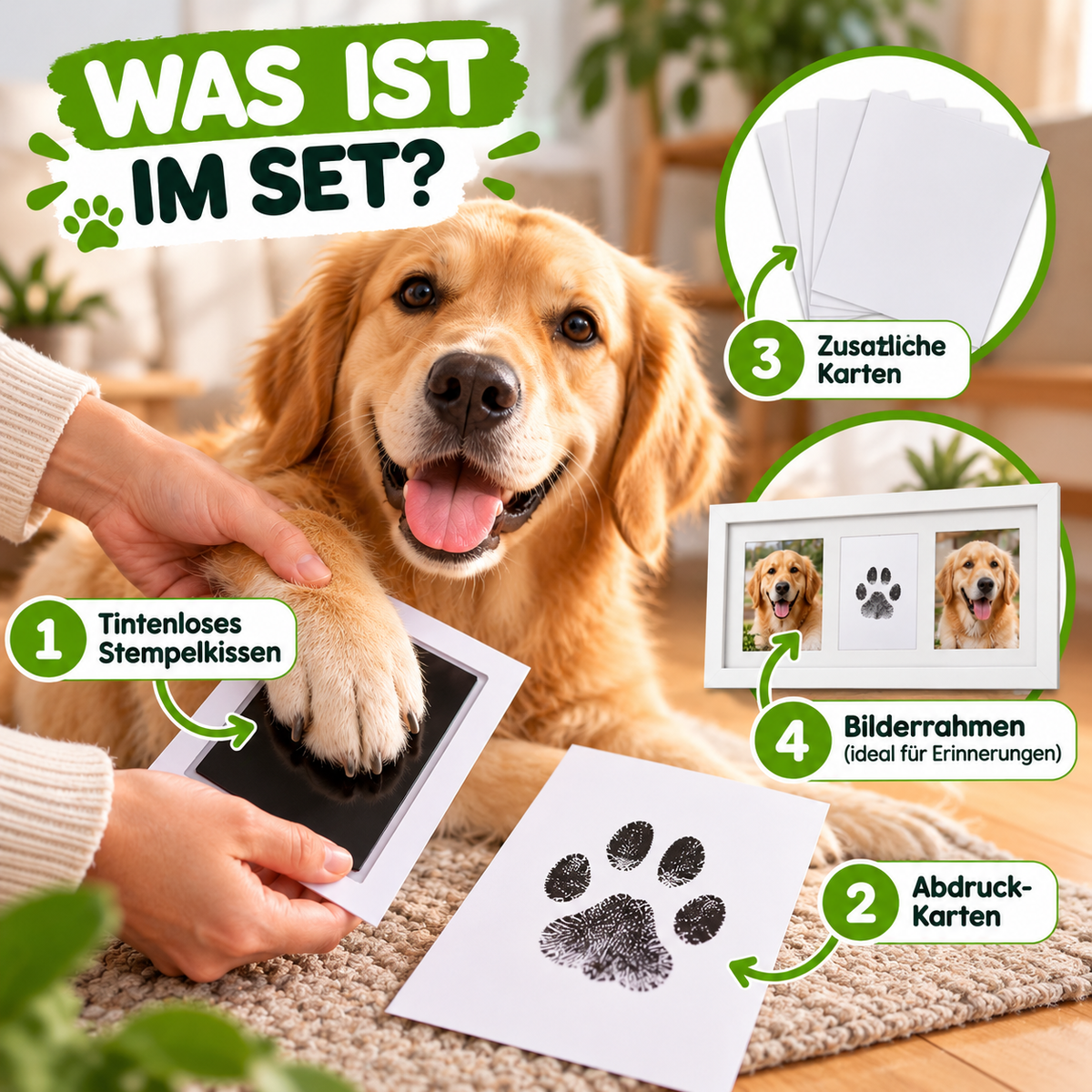 Tintenloses Abdruck-Set für Hunde- & Katzenpfoten