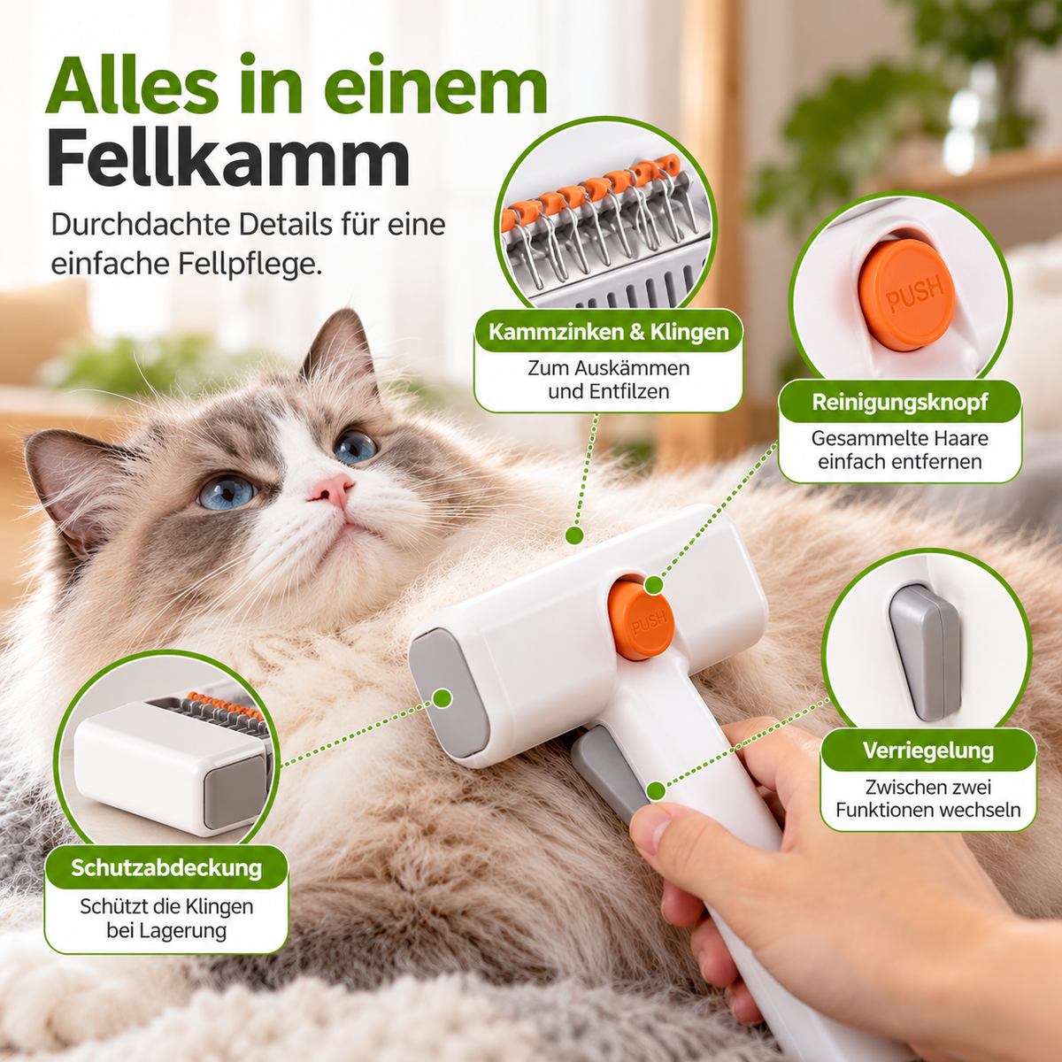 2-in-1 Entfilzungskamm für Hunde & Katzen