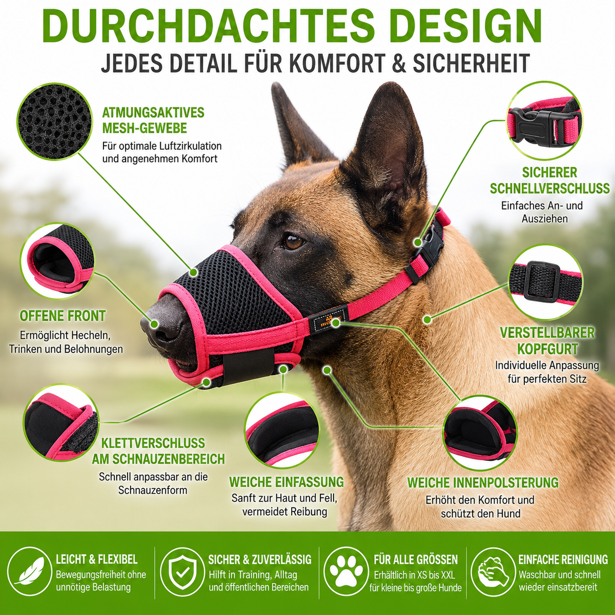 Atmungsaktiver Hunde-Maulkorb mit weicher Passform