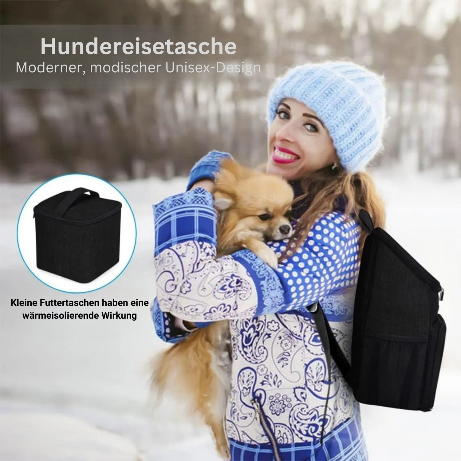 Hunde-Reiserucksack mit Futterbox & Zubehörfach