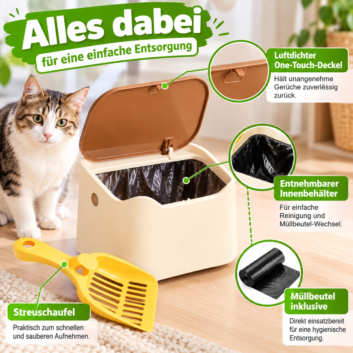 Katzenstreu-Mülleimer geruchsdicht & kompakt