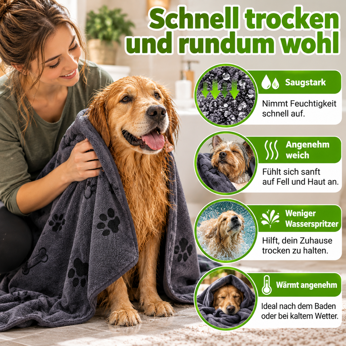 Saugstarkes Mikrofaser Haustier-Trockentuch