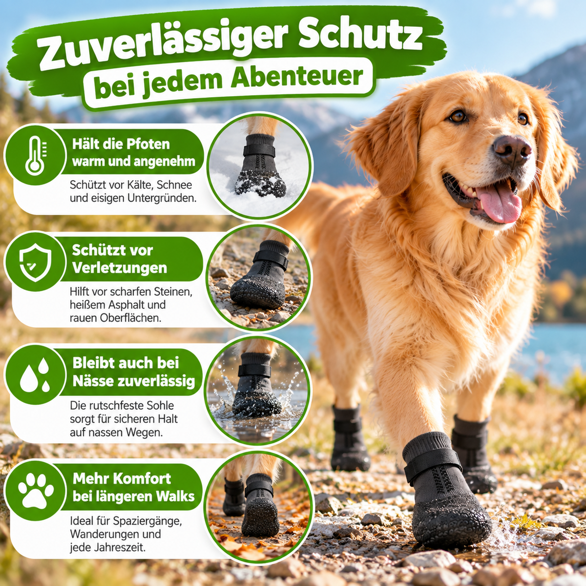 Hundeschuhe warm & atmungsaktiv ganzjährig